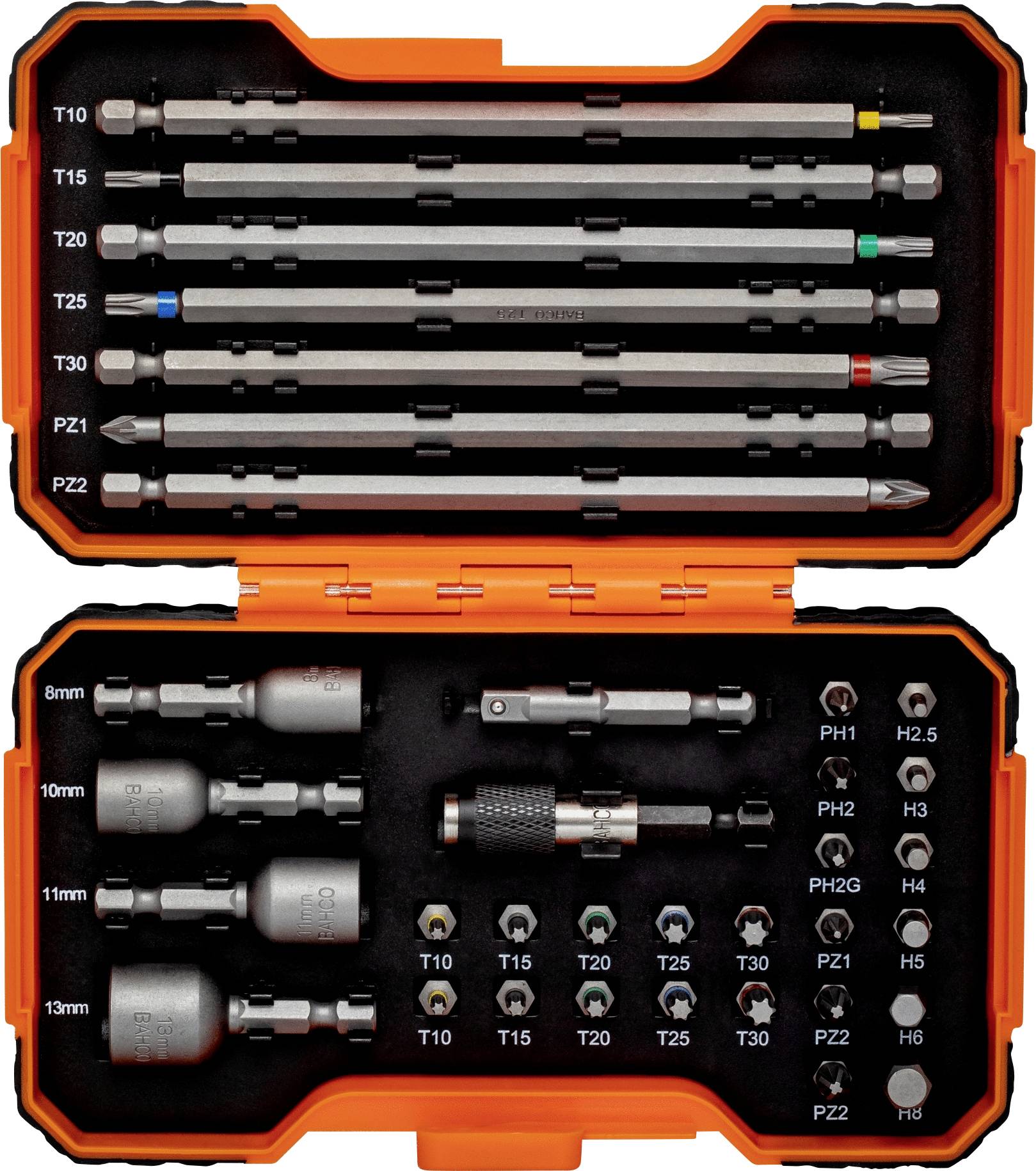 Bahco 59/S35BC Bit-Set 35teilig Schlitz, Kreuzschlitz Phillips, Kreuzschlitz Pozidriv, Sechskant, Außen-Sechsrund (TX)