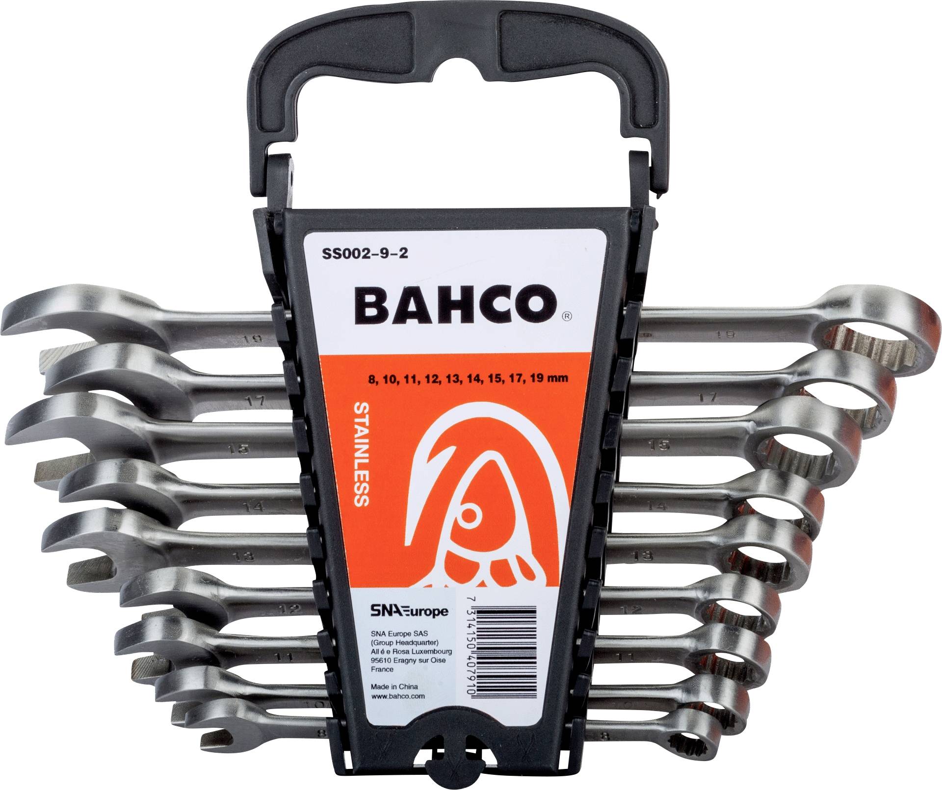 Bahco SS002-9-2 Knarren-Ring-Maulschlüssel-Satz 9teilig Schlüsselweite (Metrisch) 8 - 19mm