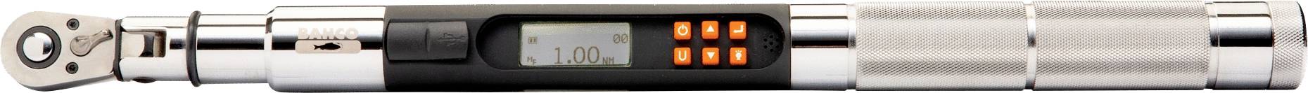 Elektronisches Drehmomentwerkzeug mit digitalem Display und Kontrollknöpfen, zeigt genaue Drehmomenteinstellungen an.