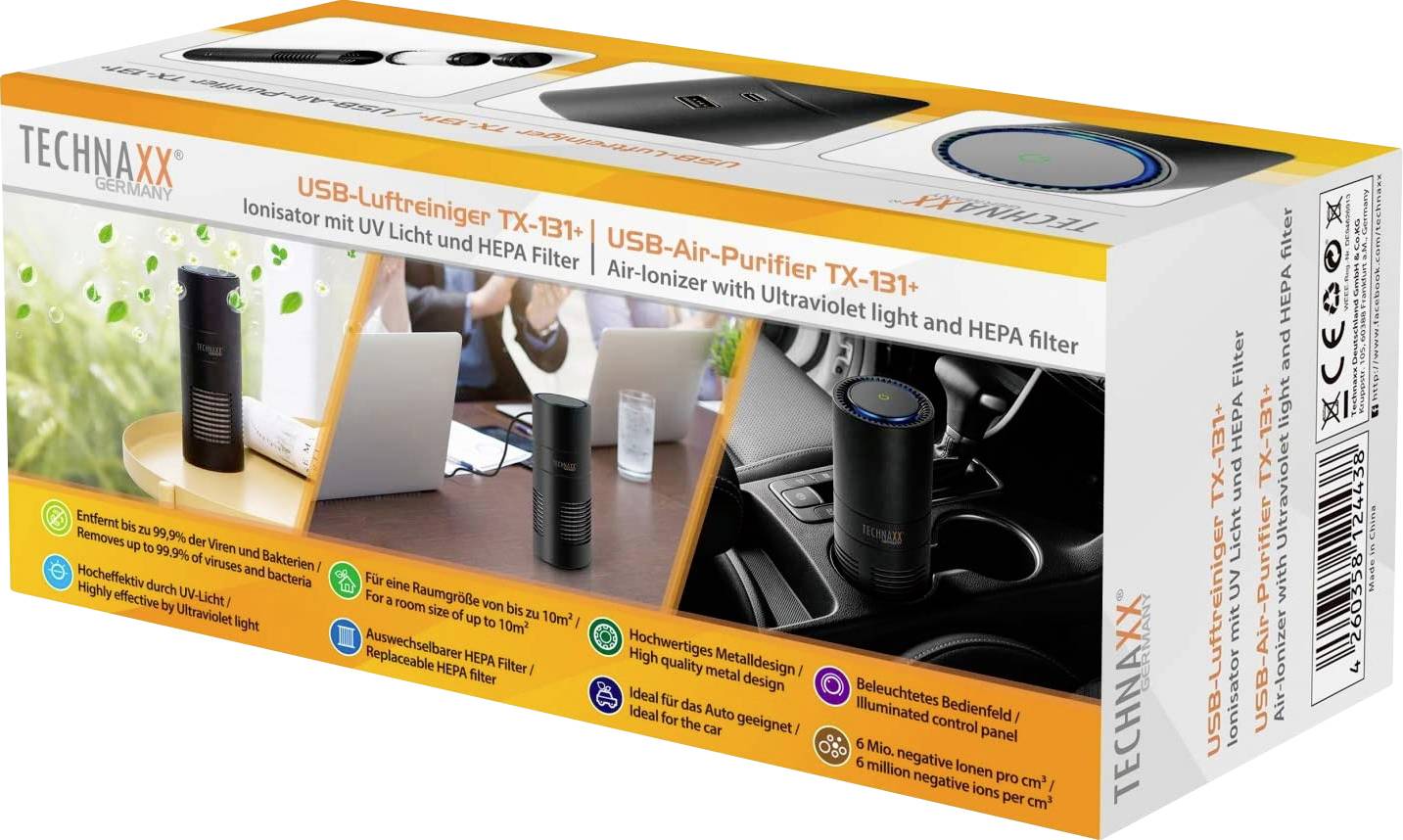 Technaxx 4888 TX-131+ Luftreiniger 10 m² Schwarz