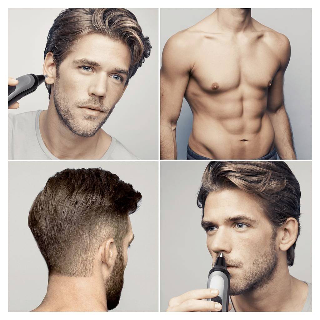 Braun MGK7021 Bartschneider, Körperhaartrimmer, Ohr-, Nasenhaartrimmer abwaschbar Silber