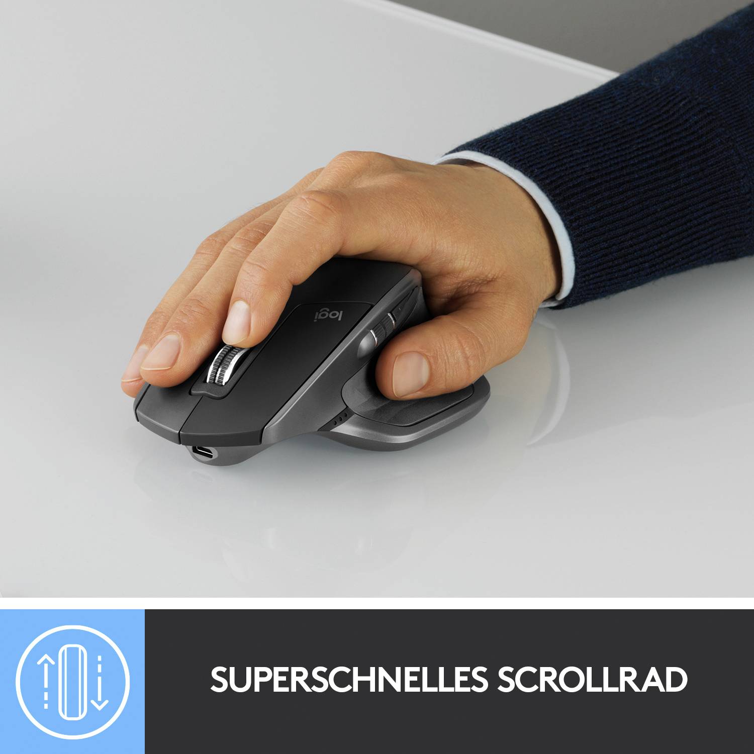 Logitech MX Master 2S Ergonomische Maus Funk Laser Schwarz 5 Tasten 4000 dpi Ergonomisch