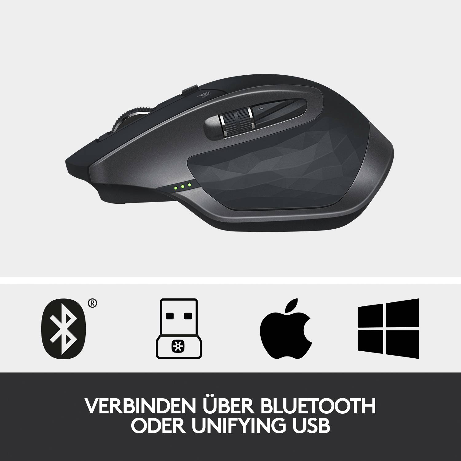 Logitech MX Master 2S Ergonomische Maus Funk Laser Schwarz 5 Tasten 4000 dpi Ergonomisch
