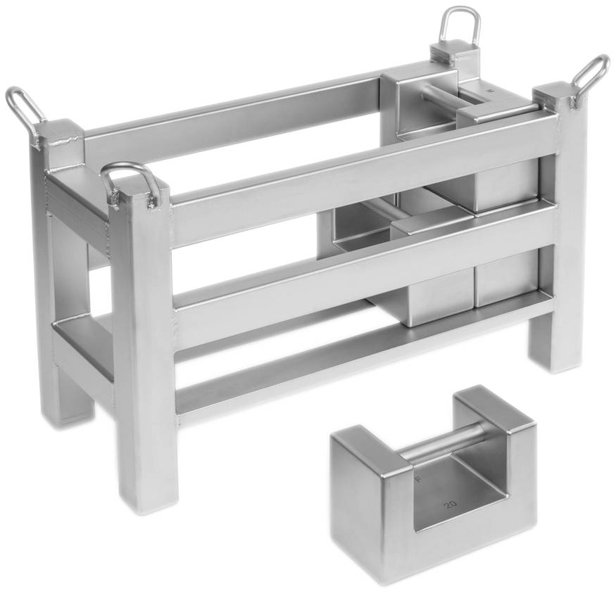 Metallrahmen mit Griffen und herausnehmbaren Blöcken, vermutlich für industrielle oder mechanische Anwendungen.