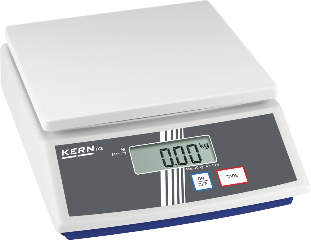 Digitale Küchenwaage mit Display; Gewichtsanzeige zeigt '0,00 kg'; Tasten für Ein/Aus und Tara vorhanden.