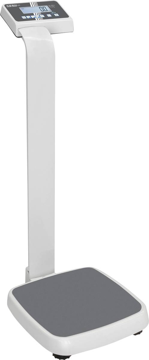 Elektronische Stehwaage mit digitalem Display, das Gewicht anzeigt. Geeignet für den Einsatz in medizinischen Einrichtungen oder Fitnessstudios.