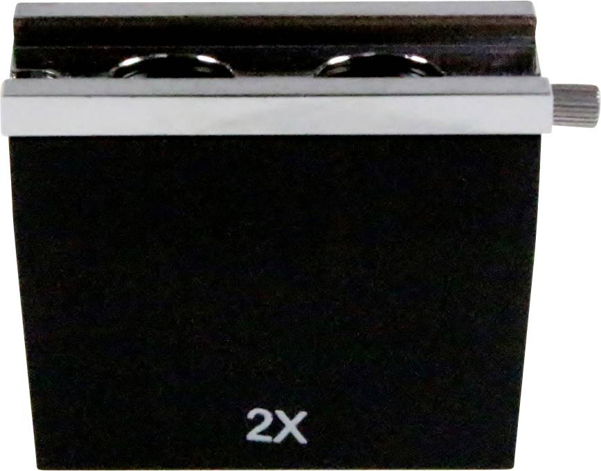 Schwarzer doppelter Bleistiftspitzer mit der Aufschrift '2X'.