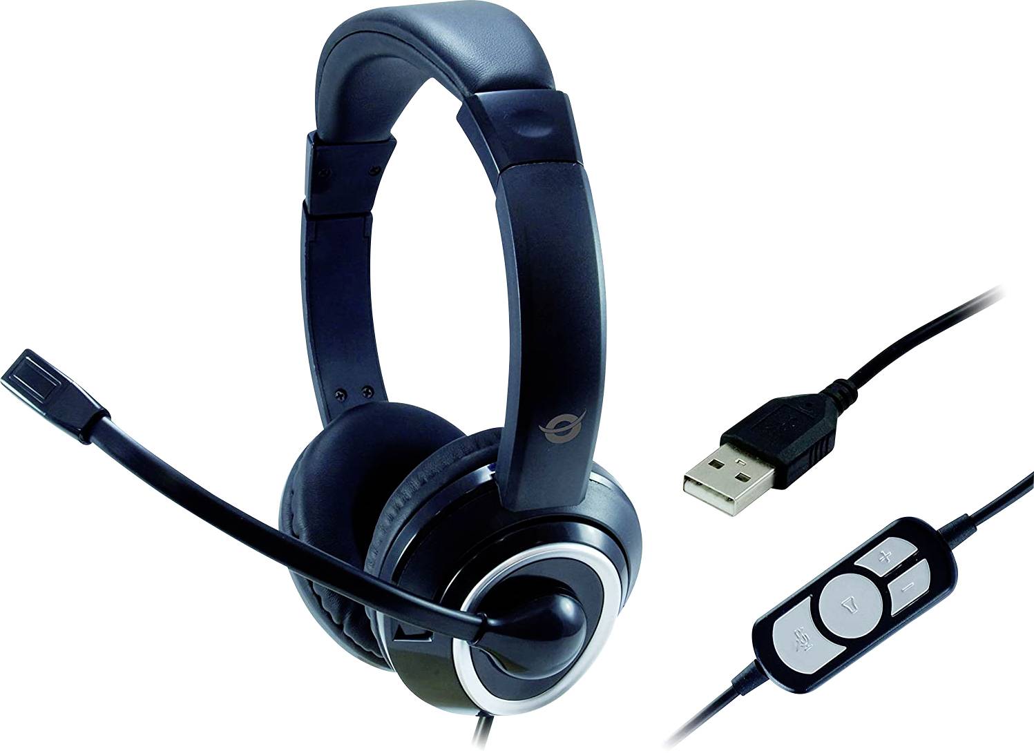 Conceptronic POLONA 01B Over Ear Headset kabelgebunden Stereo Schwarz Fernbedienung, Lautstärkeregelung, Mikrofon-Stummschaltung Telefon