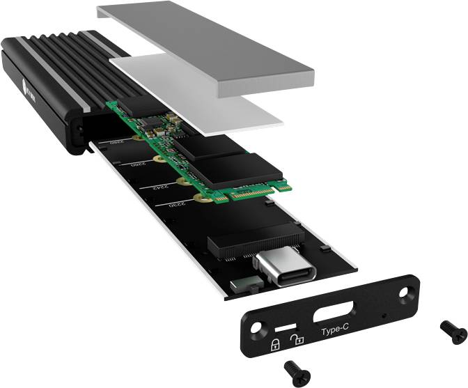 ICY BOX IB-1824ML-C31 M.2 SSD-Gehäuse USB-C® (USB 3.2 Gen 2) 10 GBit/s M.2 PCIe NVMe 2230, 2242, 2260, 2280 60717