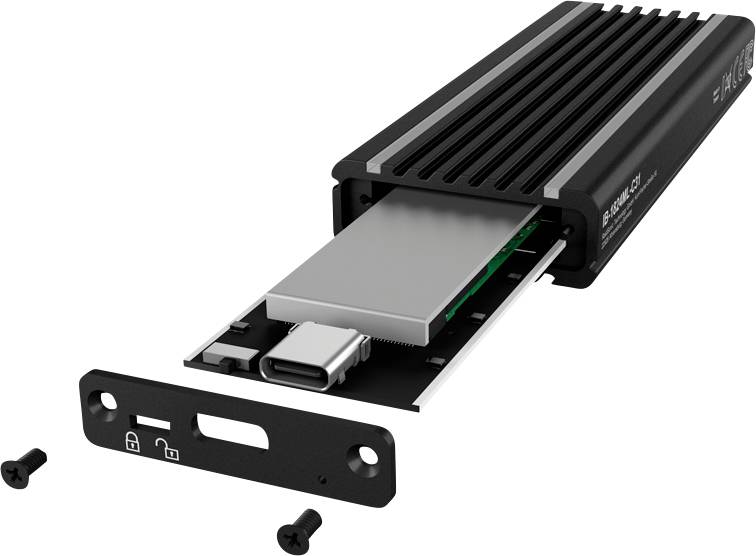 ICY BOX IB-1824ML-C31 M.2 SSD-Gehäuse USB-C® (USB 3.2 Gen 2) 10 GBit/s M.2 PCIe NVMe 2230, 2242, 2260, 2280 60717