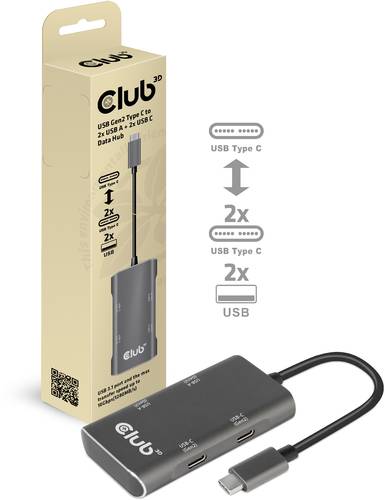 Club3D CSV-1542 USB-C™ (USB 3.2 Gen 2) Multiport Hub Schwarz