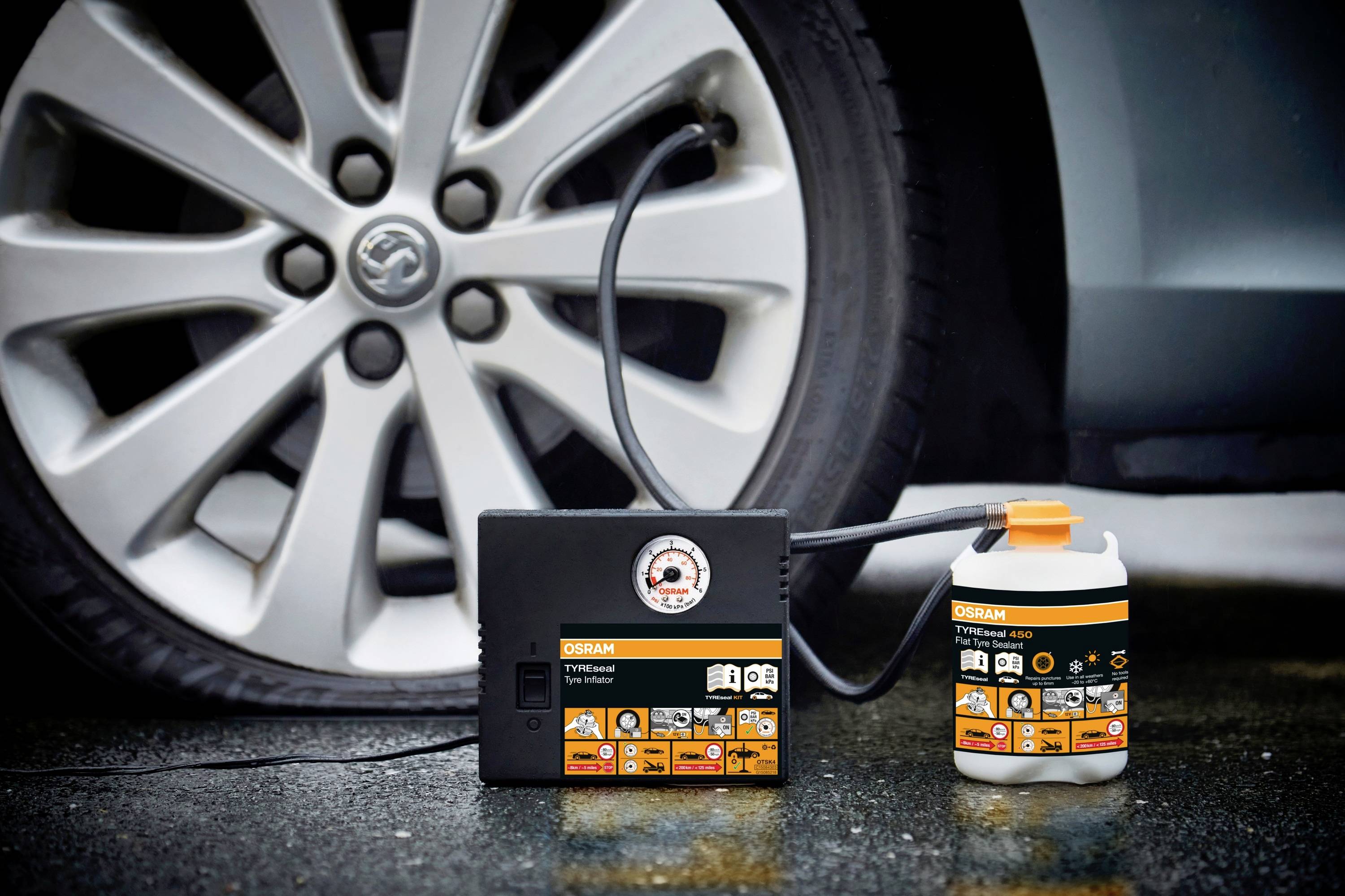 Osram Automotive 4052899620247 OTSK4 Reifen-Pannen Set Pkw, Motorrad (L x B x H) 157 x 89 x 227mm 1St.