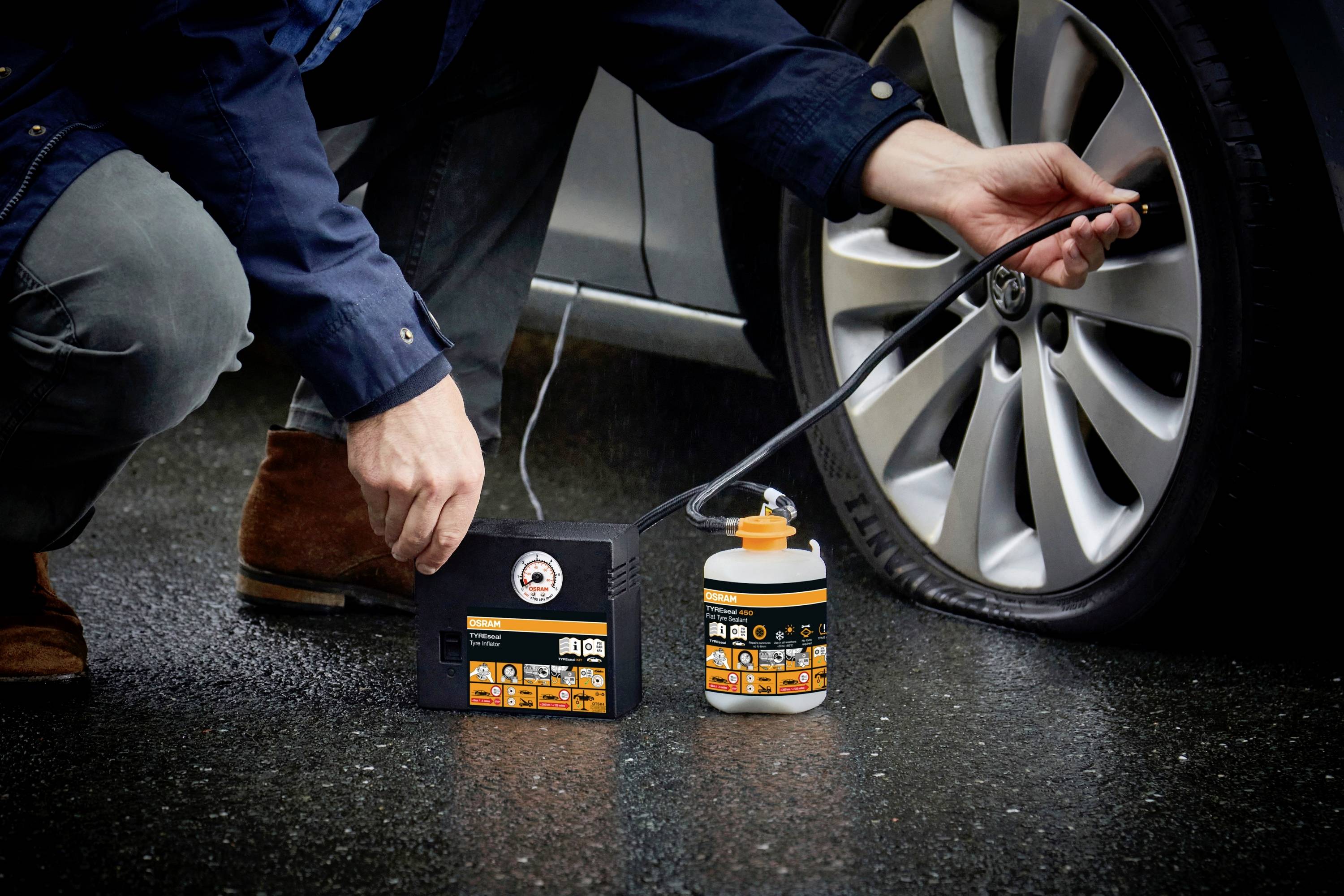 Osram Automotive 4052899620247 OTSK4 Reifen-Pannen Set Pkw, Motorrad (L x B x H) 157 x 89 x 227mm 1St.