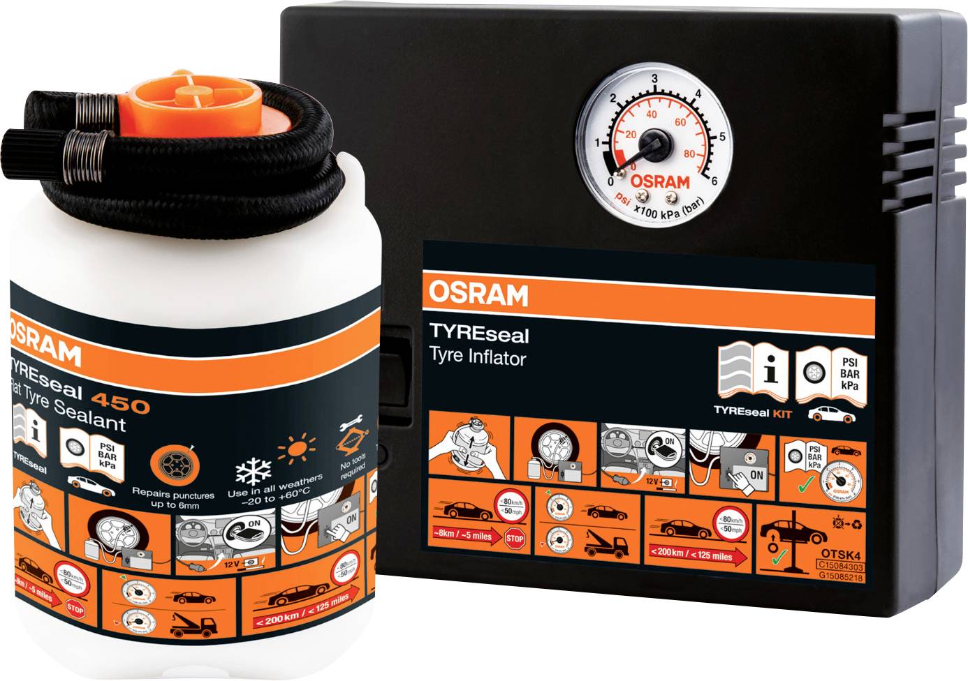 Osram Automotive 4052899620247 OTSK4 Reifen-Pannen Set Pkw, Motorrad (L x B x H) 157 x 89 x 227mm 1St.