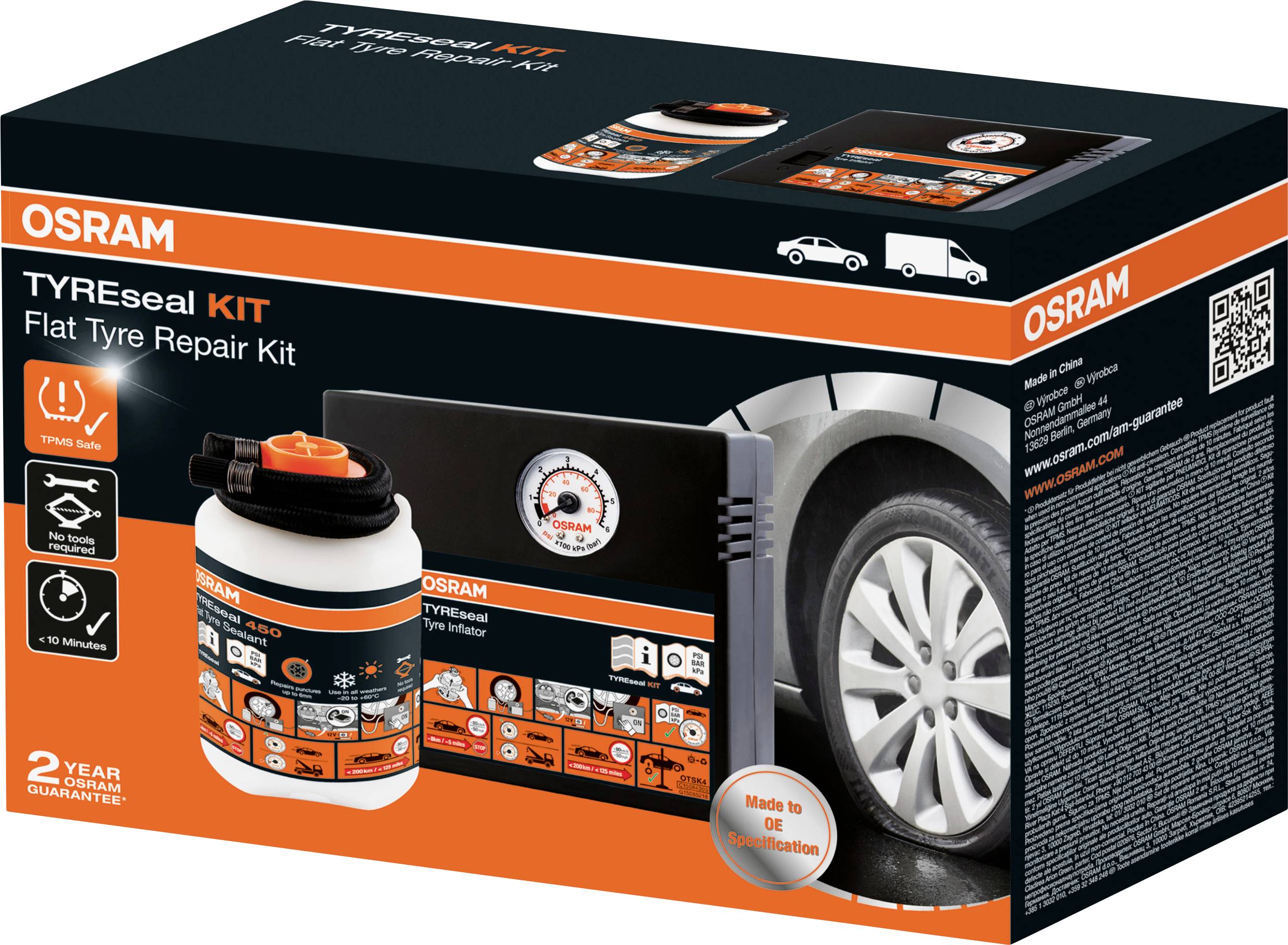 Osram Automotive 4052899620247 OTSK4 Reifen-Pannen Set Pkw, Motorrad (L x B x H) 157 x 89 x 227mm 1St.