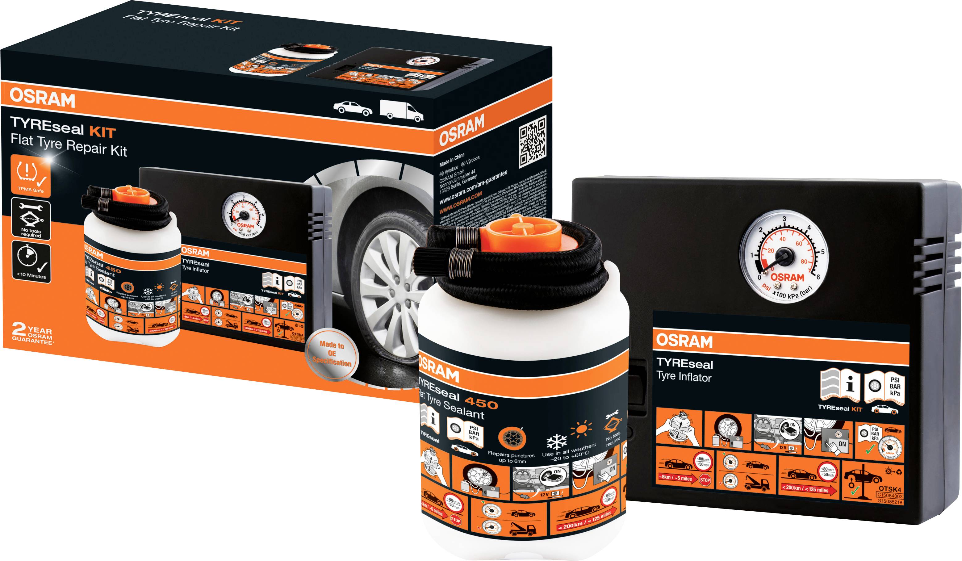 Osram Automotive 4052899620247 OTSK4 Reifen-Pannen Set Pkw, Motorrad (L x B x H) 157 x 89 x 227mm 1St.