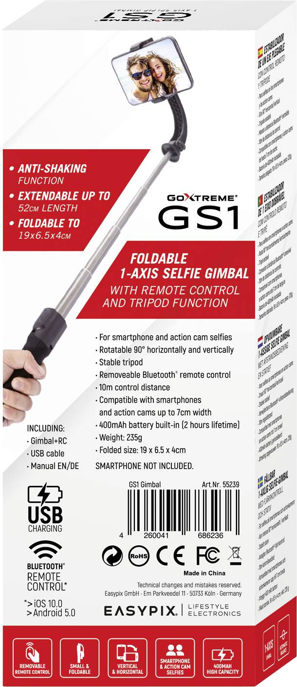 Easypix GoXtreme GS1 1-Axis-Gimbal Gimbal elektrisch