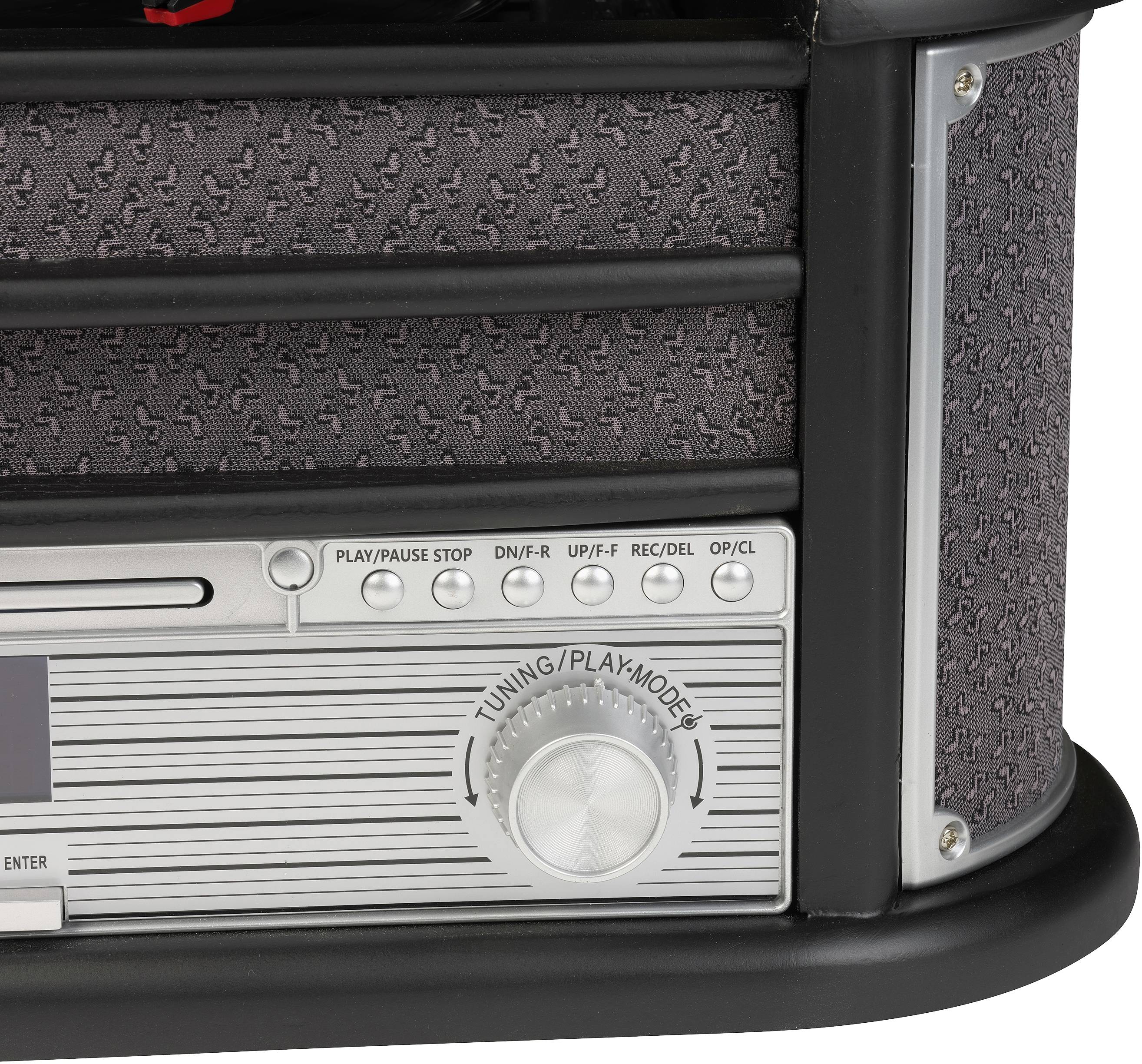 Denver MRD-51 Stereoanlage DAB+, CD, Kassette, Plattenspieler, AUX, USB, Aufnahmefunktion 2 x 2.5 W Schwarz