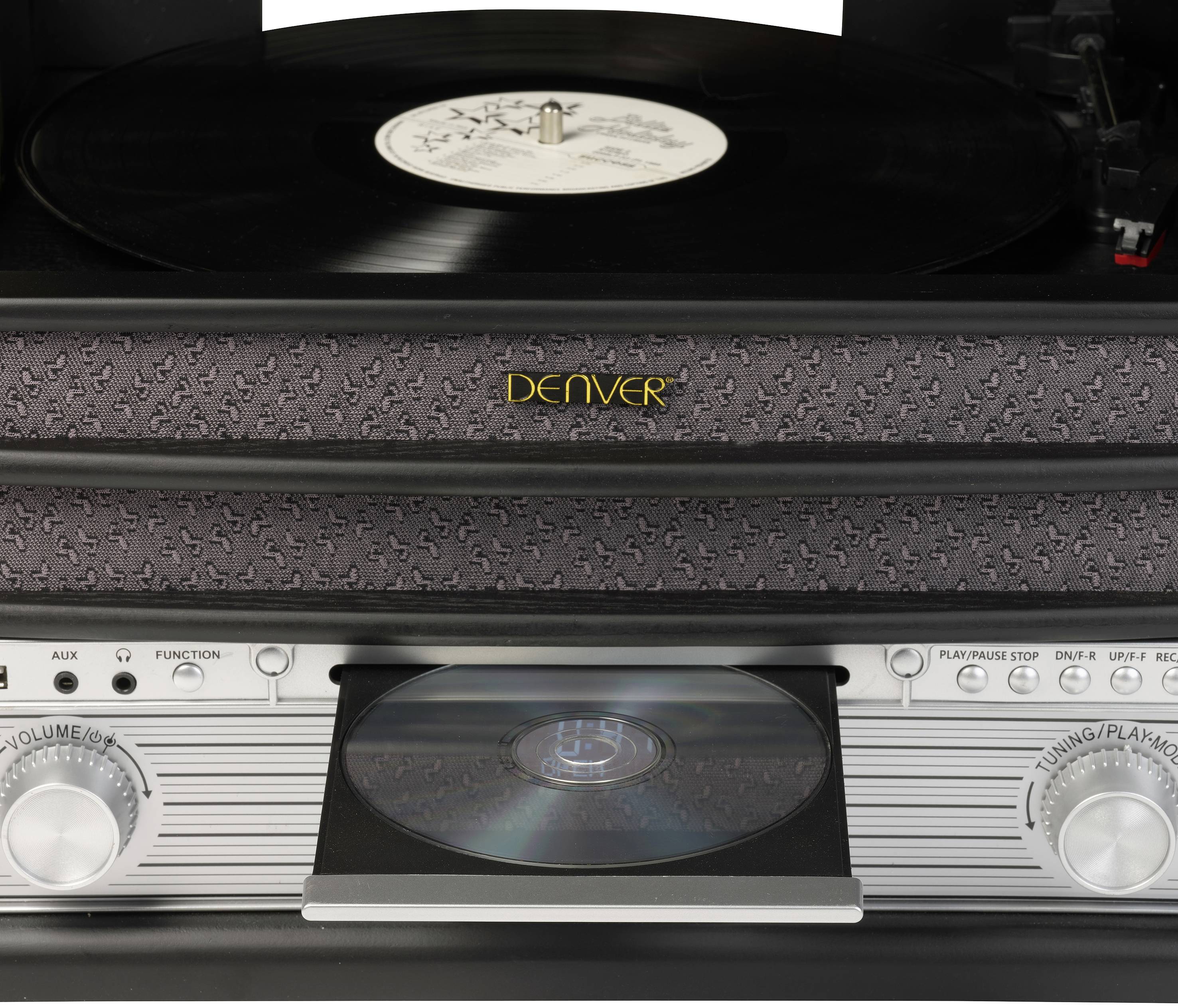 Denver MRD-51 Stereoanlage DAB+, CD, Kassette, Plattenspieler, AUX, USB, Aufnahmefunktion 2 x 2.5 W Schwarz