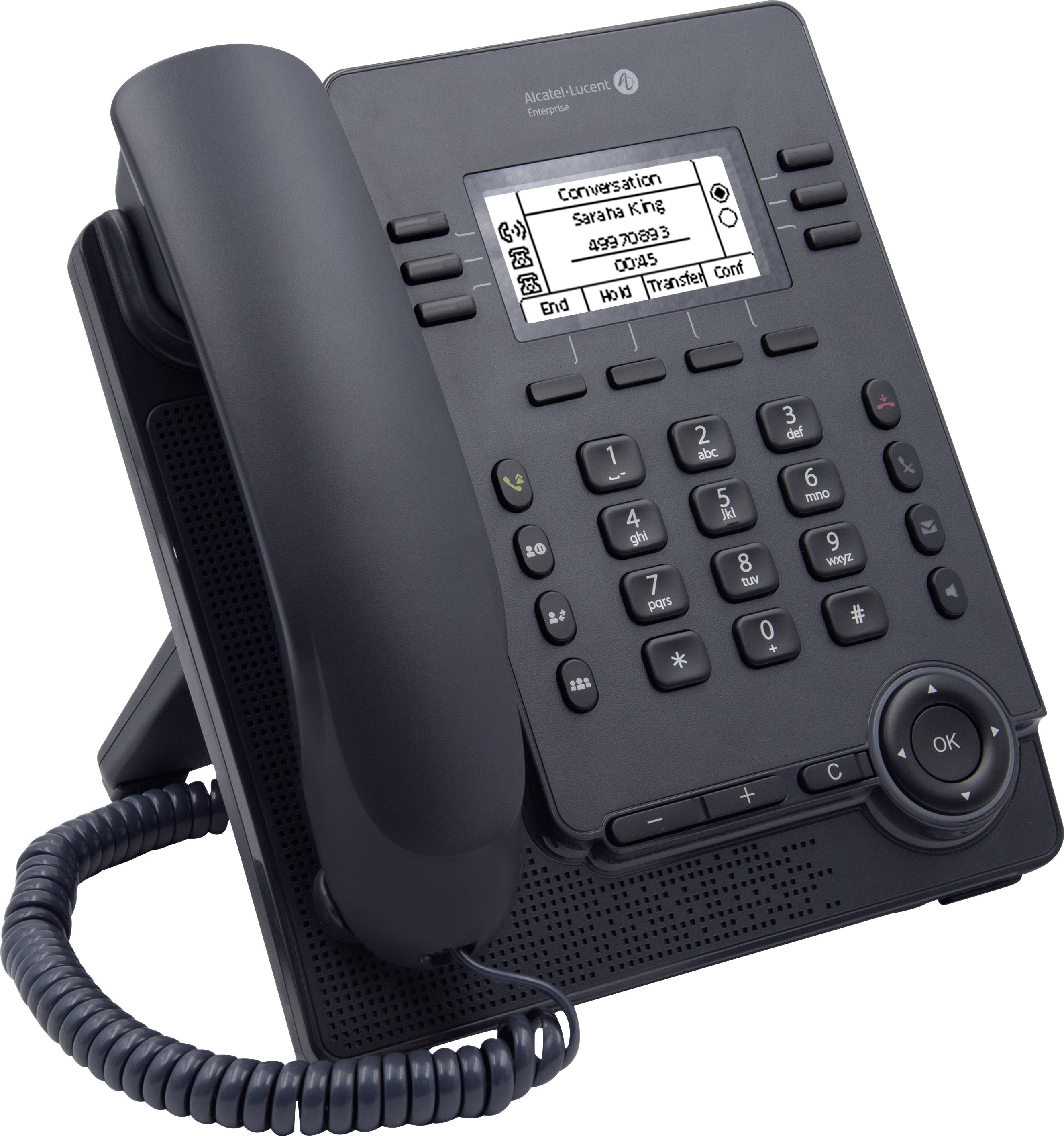 Alcatel-Lucent Enterprise M3 Myriad SIP Schnurgebundenes Telefon, VoIP PoE, Anrufbeantworter, Freisprechen LC-Display Schwarz