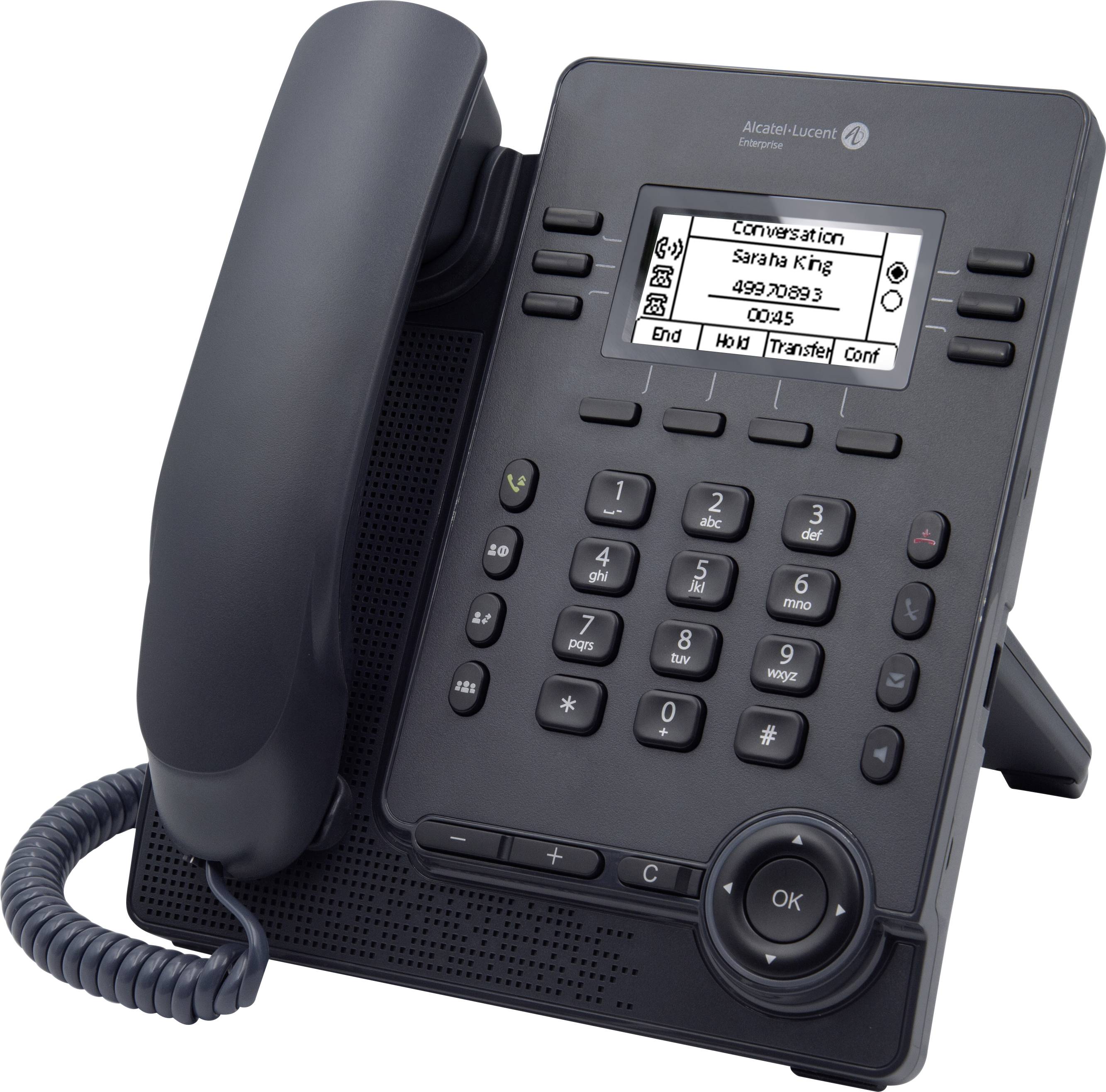 Alcatel-Lucent Enterprise M3 Myriad SIP Schnurgebundenes Telefon, VoIP PoE, Anrufbeantworter, Freisprechen LC-Display Schwarz