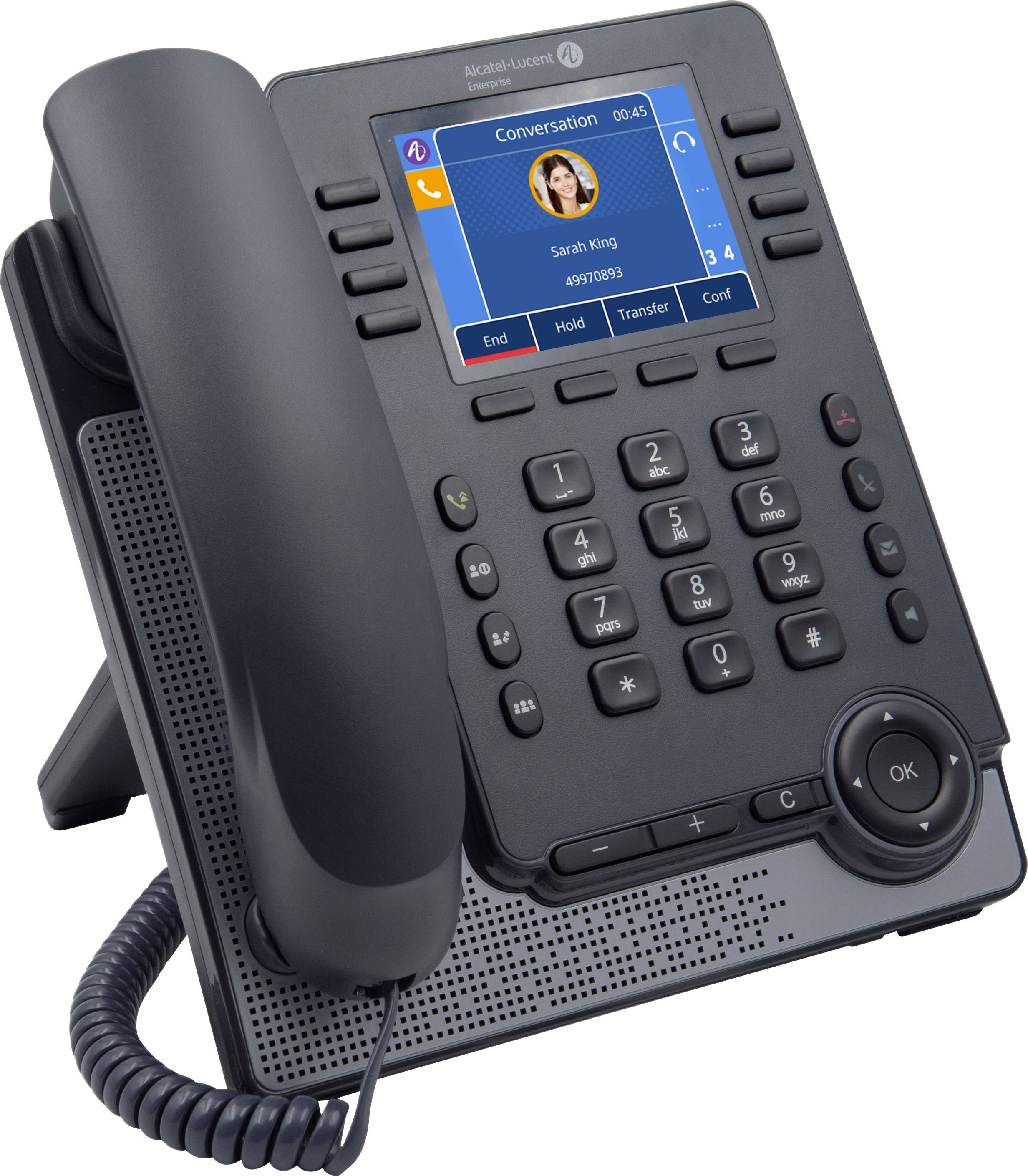 Alcatel-Lucent Enterprise M7 Myriad SIP Schnurgebundenes Telefon, VoIP PoE, Anrufbeantworter, Freisprechen, Headsetanschluss LC-Display Schwarz