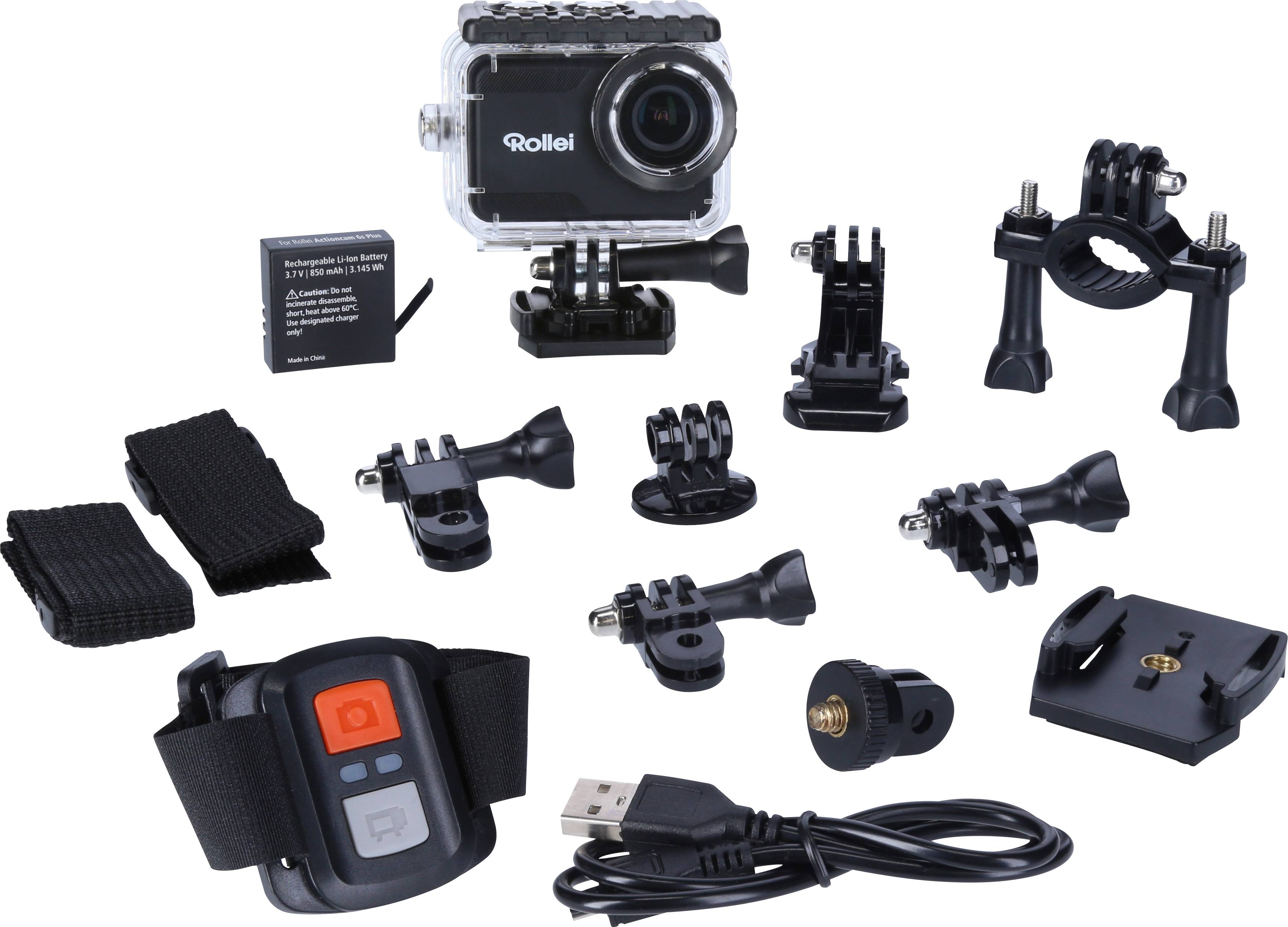 Rollei 6s Plus Action Cam 4K, Full-HD, 2.7K, Zeitlupe/Zeitraffer, Spritzwassergeschützt, WLAN