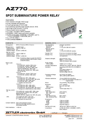 Zettler Electronics AZ770-1C-12DE Printrelais 12 V/DC 5 1 Wechsler