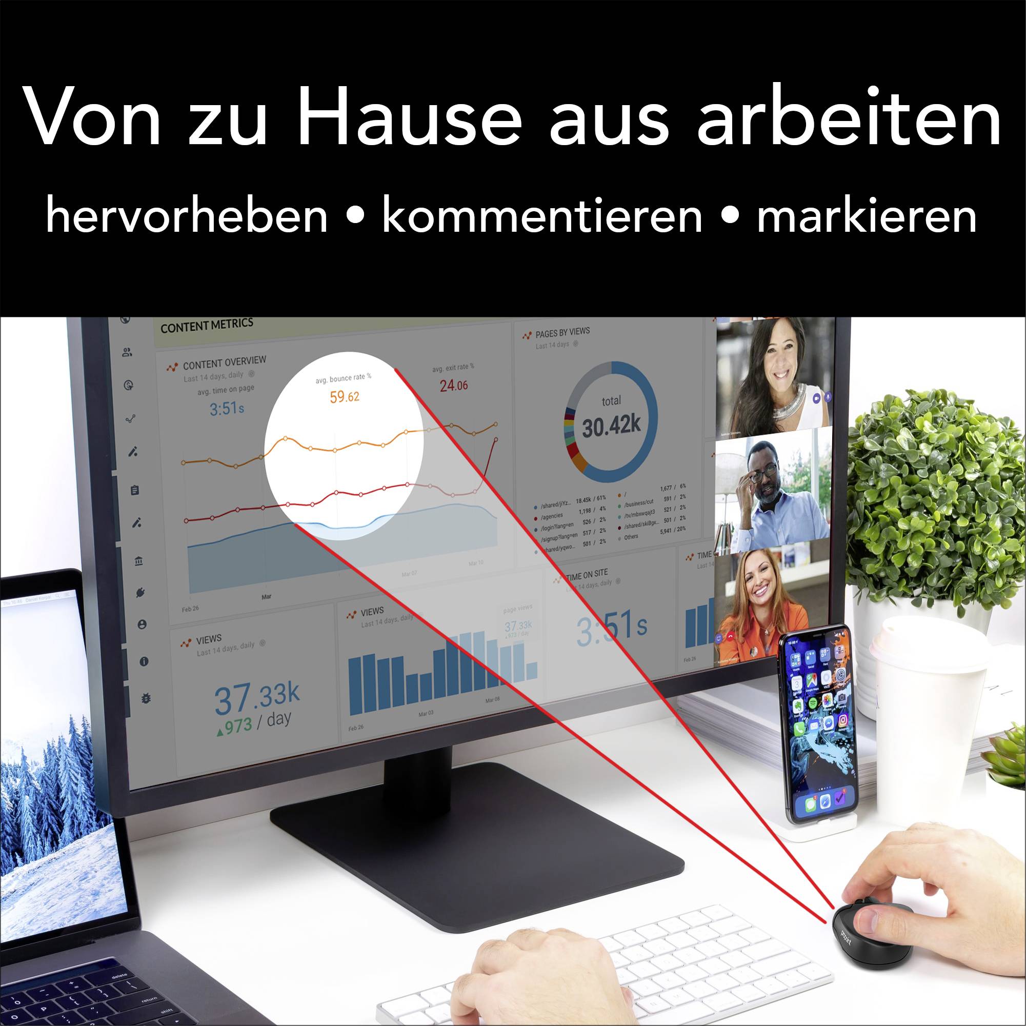 Swiftpoint ProPoint Ergonomische Maus Bluetooth® Optisch Schwarz 1800 dpi