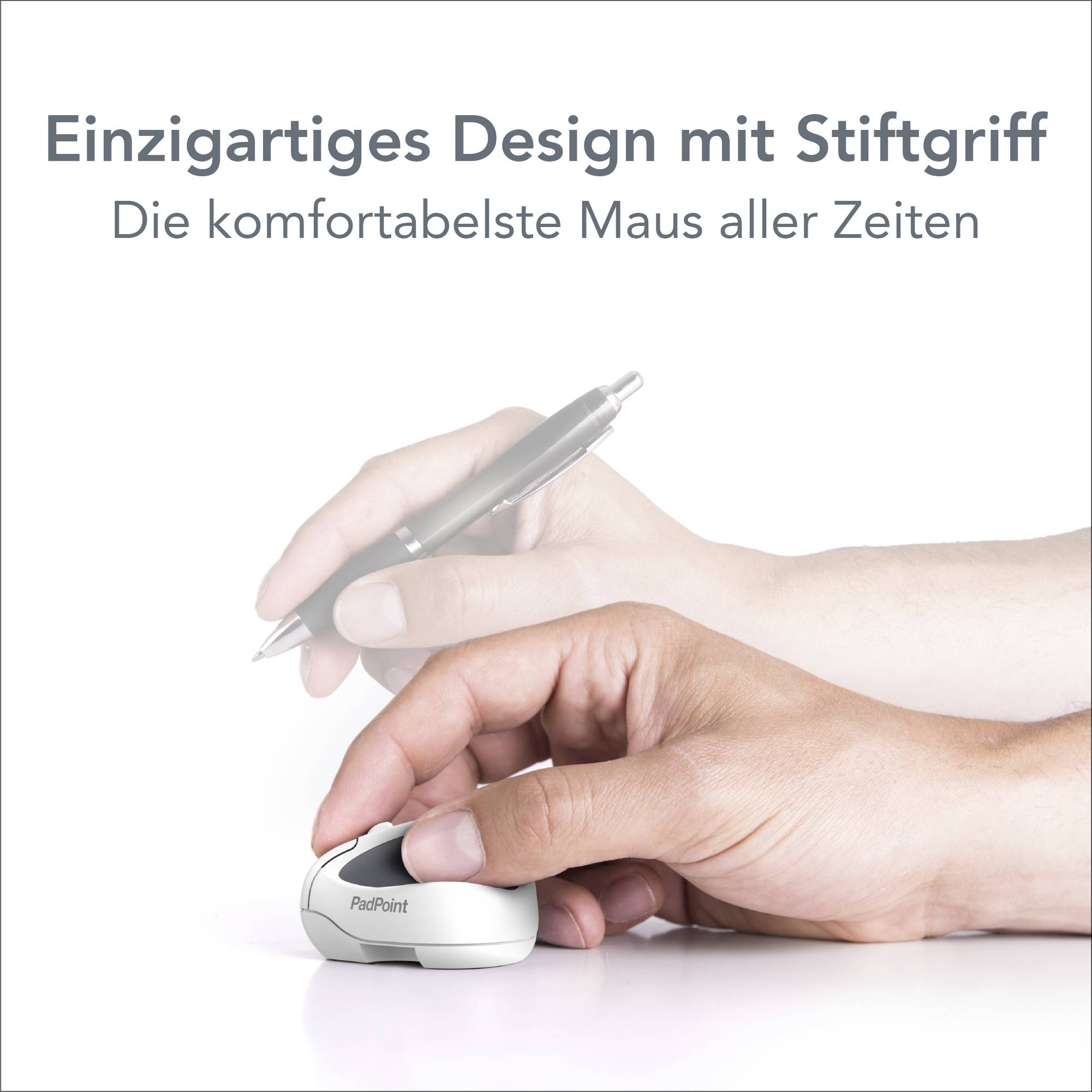 Swiftpoint PadPoint Ergonomische Maus Bluetooth® Optisch Weiß 1800 dpi Ergonomisch