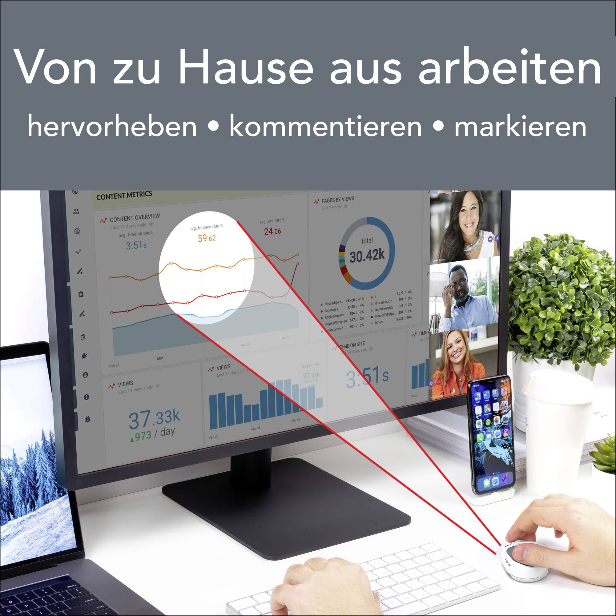 Swiftpoint PadPoint Ergonomische Maus Bluetooth® Optisch Weiß 1800 dpi Ergonomisch