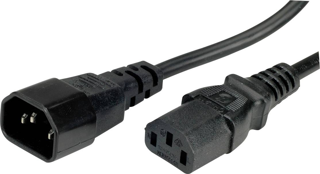 Stromkabel mit männlichem und weiblichem Stecker, nah beieinanderliegend.