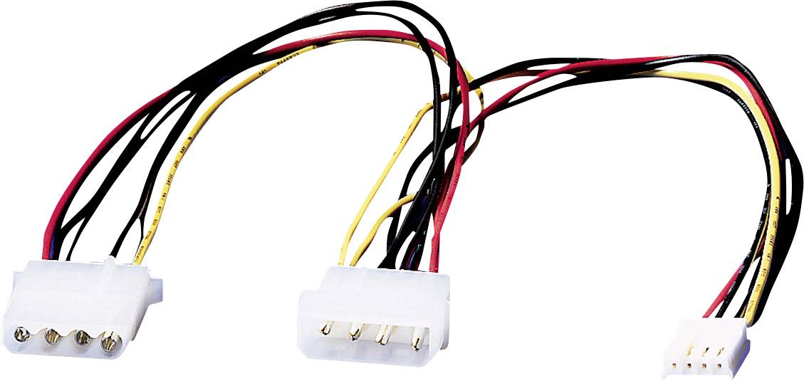 Zwei weiße elektrische Stecker mit schwarzen, roten und gelben Kabeln sind miteinander verbunden.