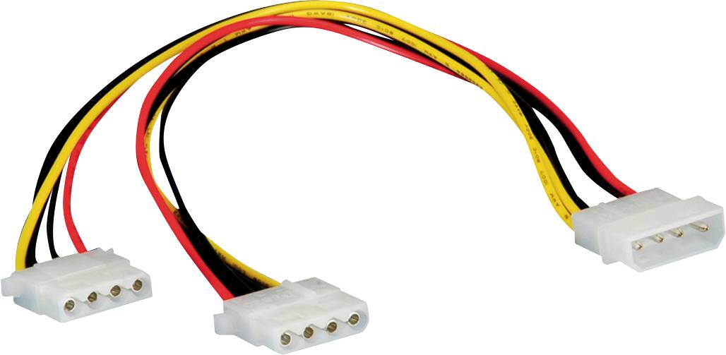 Roline Strom Anschlusskabel [1x IDE-Strom-Stecker 4pol. - 2x IDE-Strom-Buchse 4pol.] 0.30 m Schwarz, Rot, Gelb