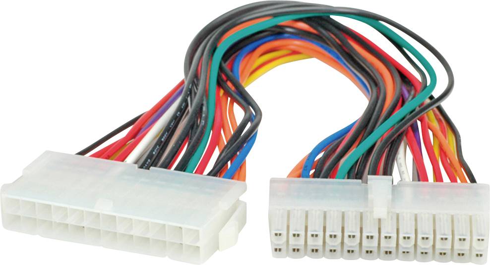 ATX-Netzteil-Stecker mit farbkodierten Kabeln