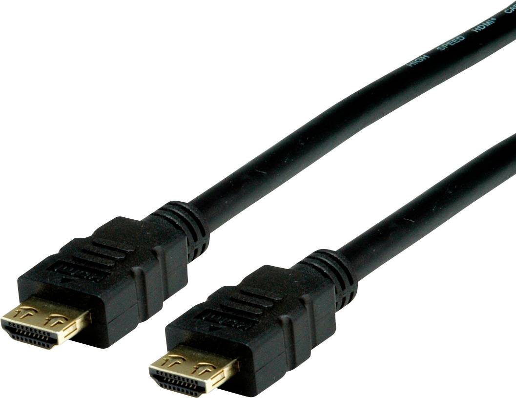 Zwei schwarze HDMI-Kabel mit goldbeschichteten Steckern. Sie sind für die Übertragung hochwertiger Audio- und Videosignale geeignet.