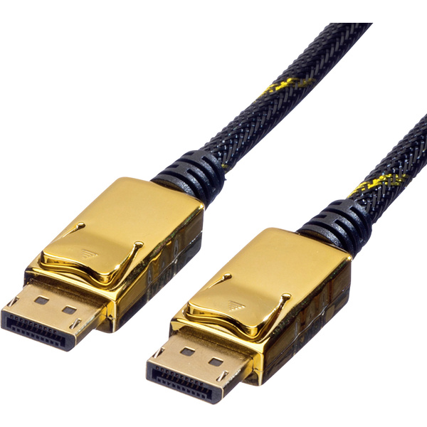 Roline DisplayPort Anschlusskabel DisplayPort Stecker, DisplayPort Stecker 1.00m Schwarz/Gold 11.04.5644 Geschirmt