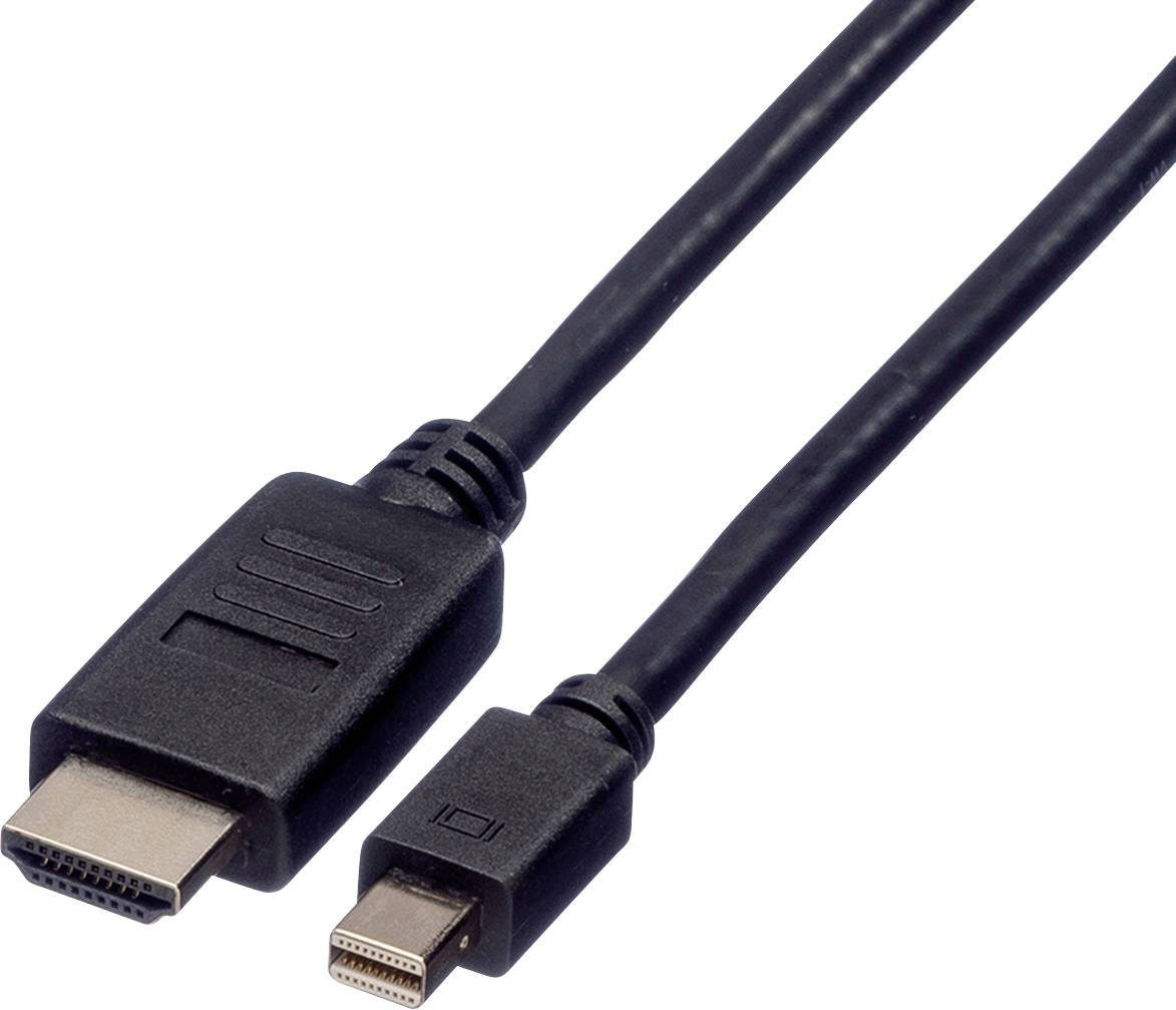 Roline Mini-DisplayPort / HDMI Adapterkabel Mini DisplayPort Stecker, HDMI-A Stecker 3.00 m Schwarz 11.04.5792 Geschirmt DisplayPort-Kabel