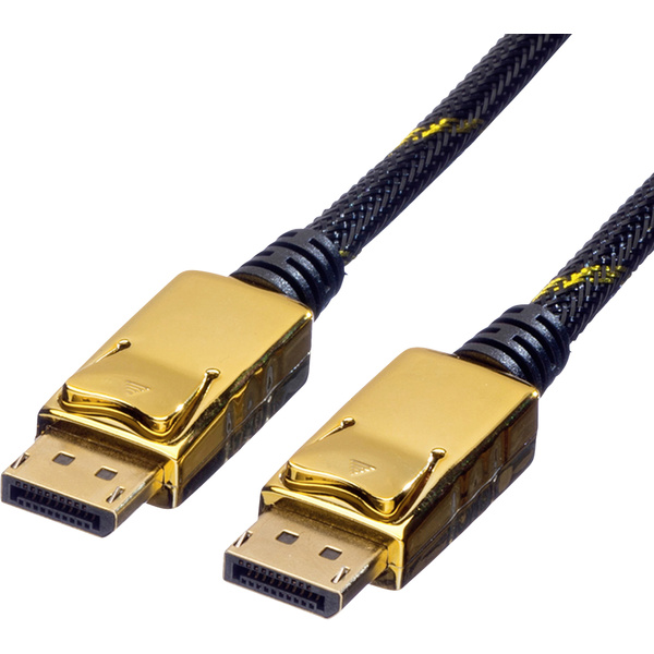 Roline DisplayPort Anschlusskabel DisplayPort Stecker, DisplayPort Stecker 5.00m Schwarz/Gold 11.88.5647 Geschirmt