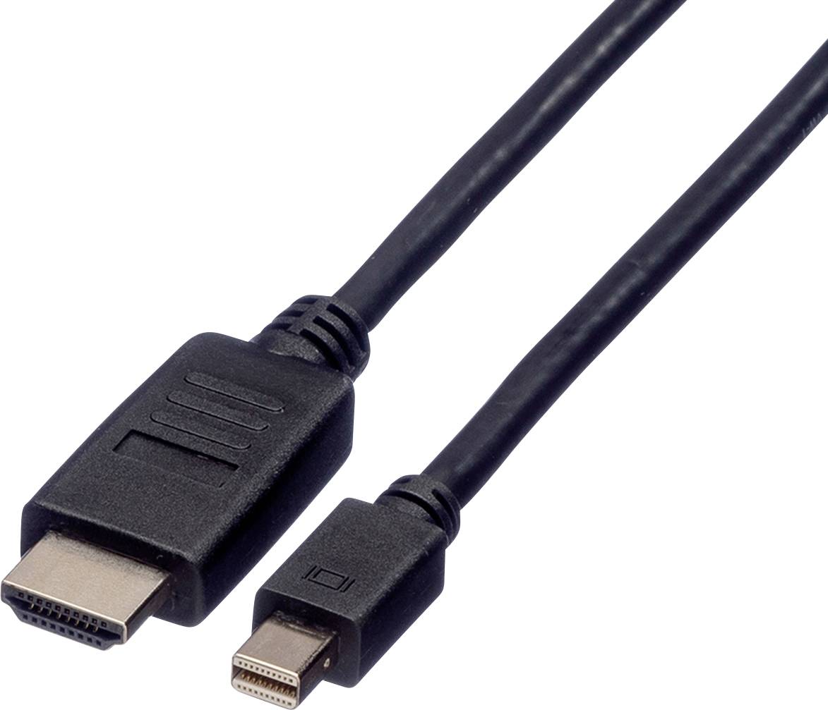 Roline Mini-DisplayPort / HDMI Adapterkabel Mini DisplayPort Stecker, HDMI-A Stecker 4.50 m Schwarz 11.04.5793 Geschirmt DisplayPort-Kabel