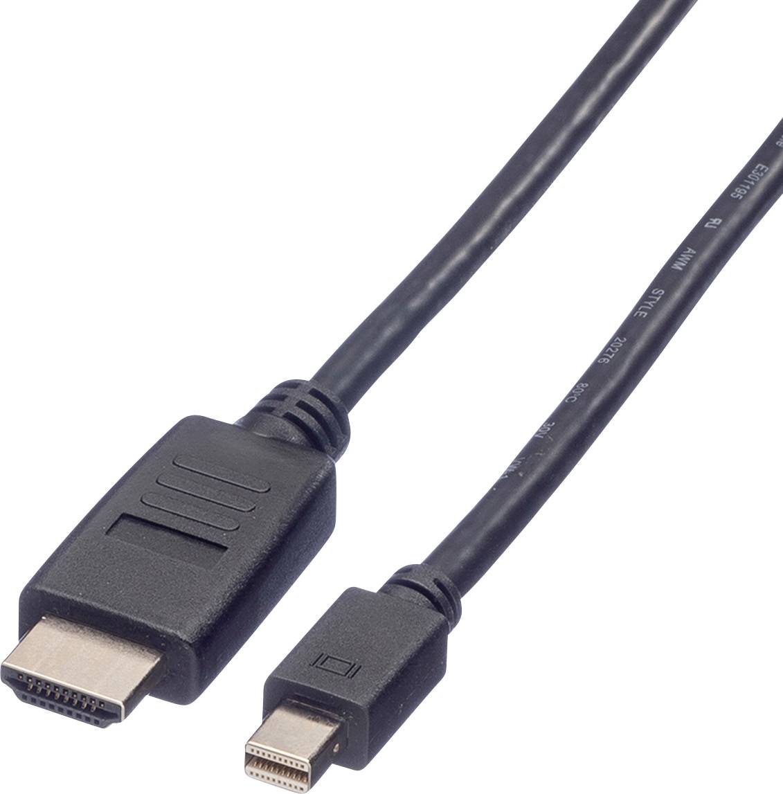 Value Mini-DisplayPort / HDMI Adapterkabel Mini DisplayPort Stecker, HDMI-A Stecker 2.00 m Schwarz 11.99.5791 Geschirmt DisplayPort-Kabel