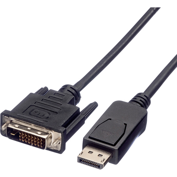 Value DisplayPort / DVI Adapterkabel DisplayPort Stecker, DVI-D 24+1pol. Stecker 3.00m Schwarz 11.99.5616 Geschirmt