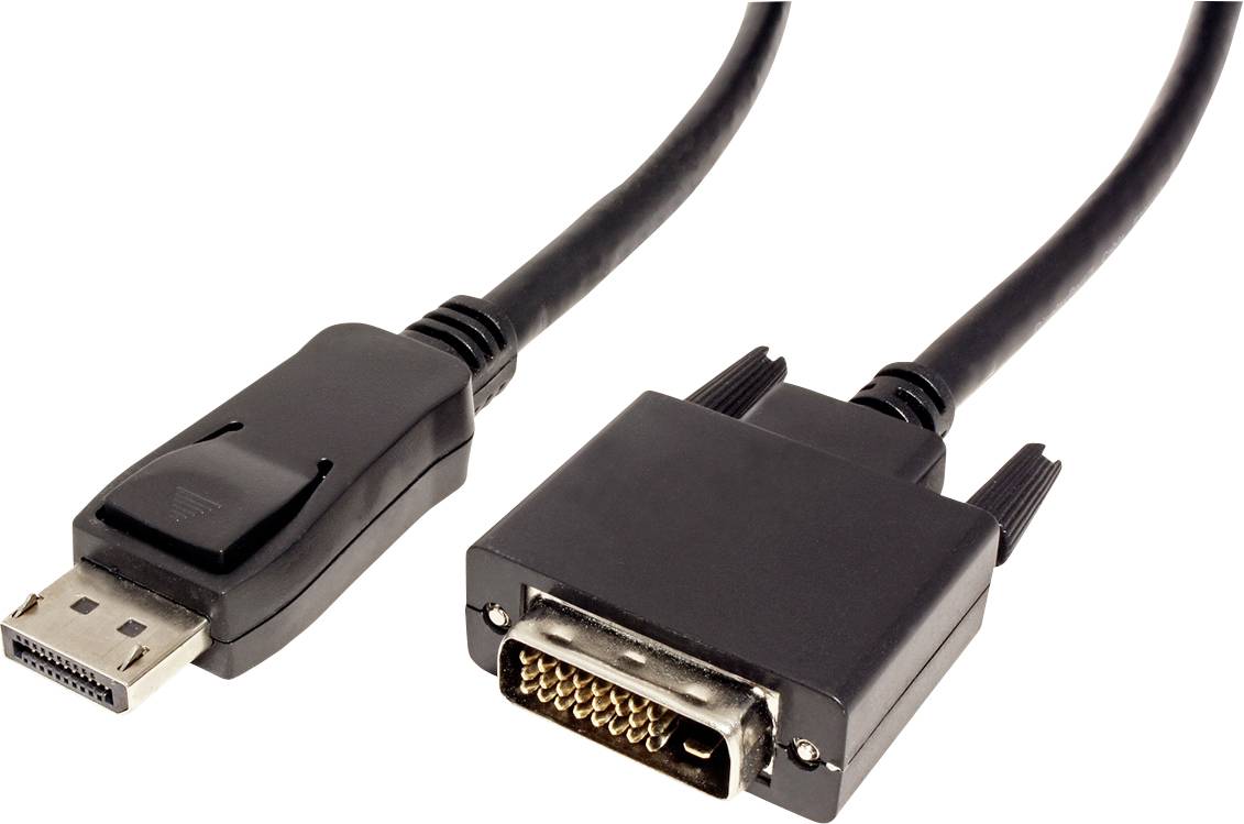 Value DisplayPort / DVI Adapterkabel DisplayPort Stecker, DVI-D 24+1pol. Stecker 2.00m Schwarz 11.99.5610 Geschirmt