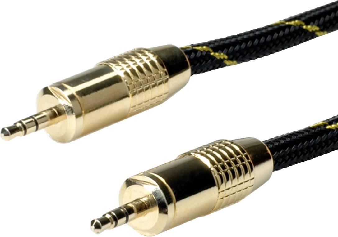 Roline 11.88.4285 Klinke Audio Anschlusskabel [1x Klinkenstecker 3.5 mm - 1x Klinkenstecker 3.5 mm] 5.00 m Schwarz/Gold Geschirmt