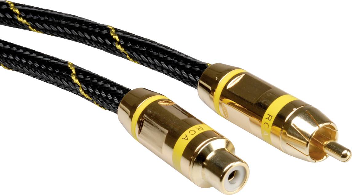Roline Cinch Video Anschlusskabel [1x Cinch-Stecker - 1x Cinch-Buchse] 2.50 m Schwarz/Gold