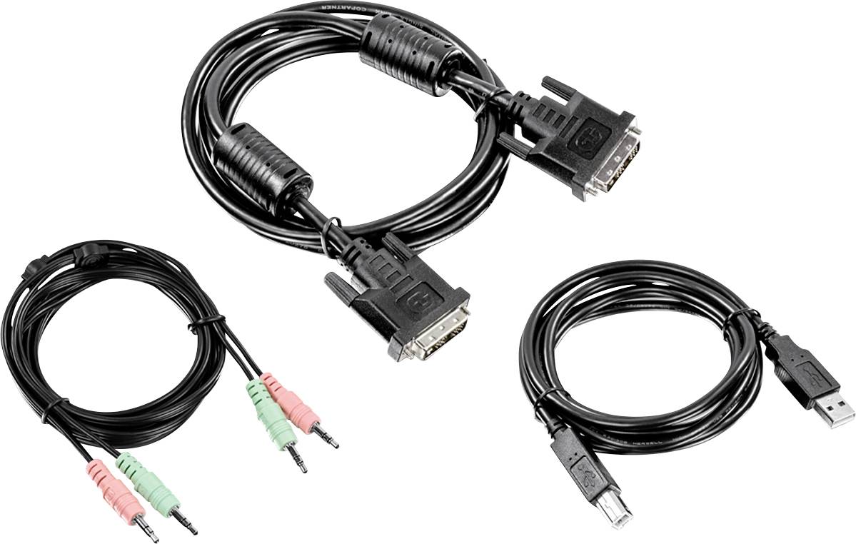 TrendNet KVM Anschlusskabel [1x DVI-Stecker 18+5pol., USB 2.0 Stecker A, Klinkenstecker 3.5mm - 1x DVI-Stecker 18+5pol., USB 2.0
