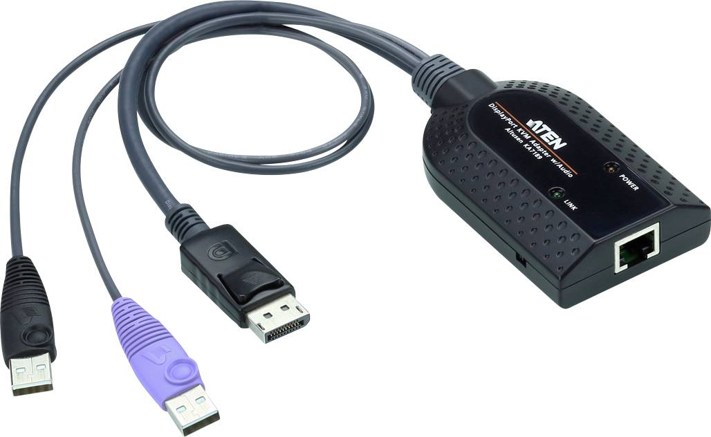 ATEN KVM Adapterkabel [1x USB 2.0 Stecker A, DisplayPort Stecker - 1x RJ45-Buchse]