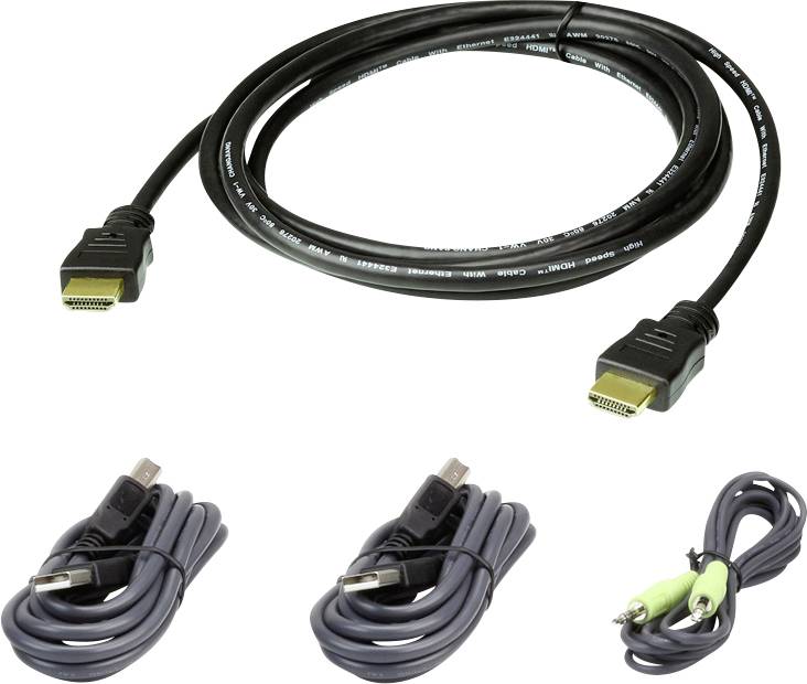 ATEN KVM Anschlusskabel [1x HDMI-Stecker, USB 2.0 Stecker A, Klinkenstecker 3.5mm - 1x HDMI-Stecker, Klinkenstecker 3.5 mm, USB