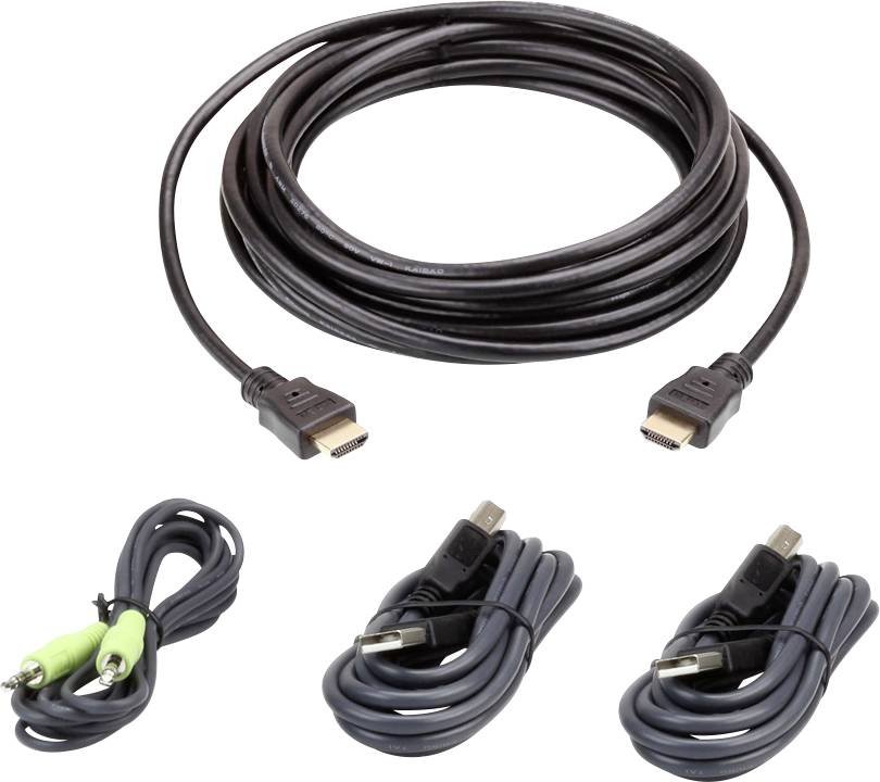 ATEN KVM Anschlusskabel [1x HDMI-Stecker, USB 2.0 Stecker A, Klinkenstecker 3.5mm - 1x HDMI-Stecker, Klinkenstecker 3.5 mm, USB
