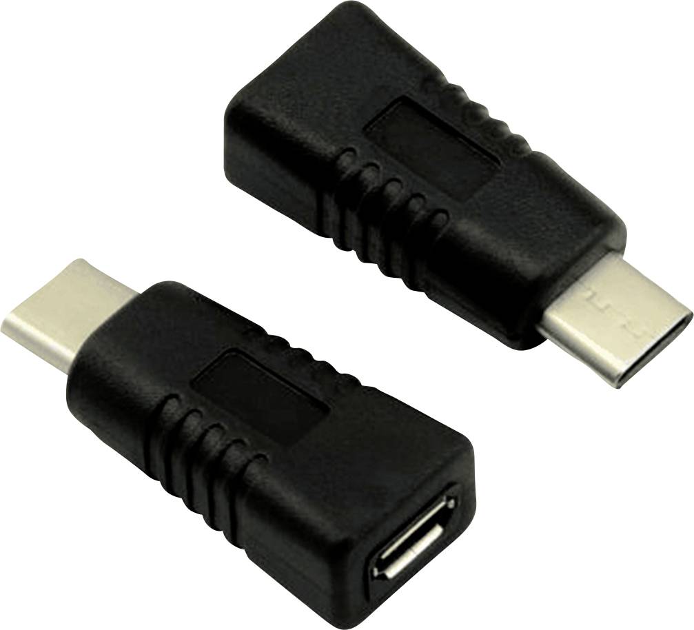 Ein USB-C-Adapter, schwarz, mit beidseitigem Stecker und Buchse, dient zum Umwandeln von USB-C-Anschlüssen.